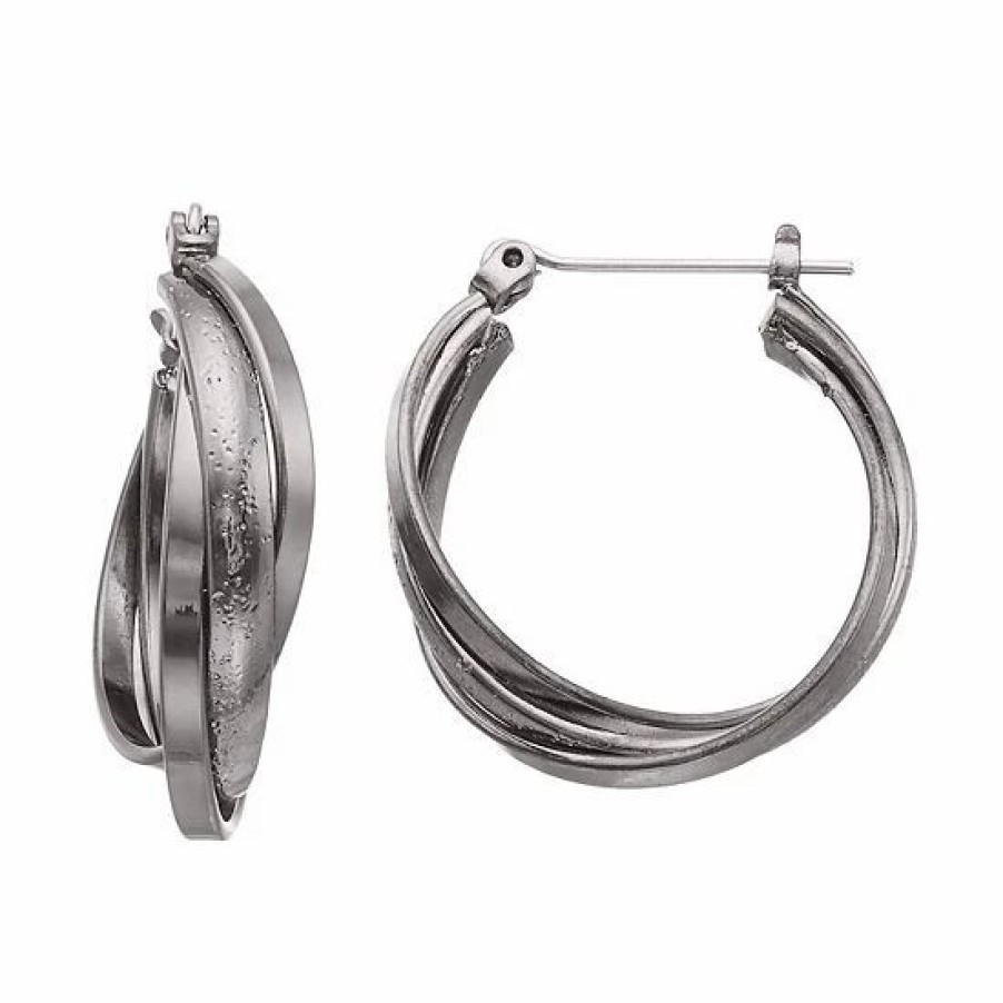 Womens * | Sonoma Goods For Life Textured Crisscross Multi Hoop Earrings