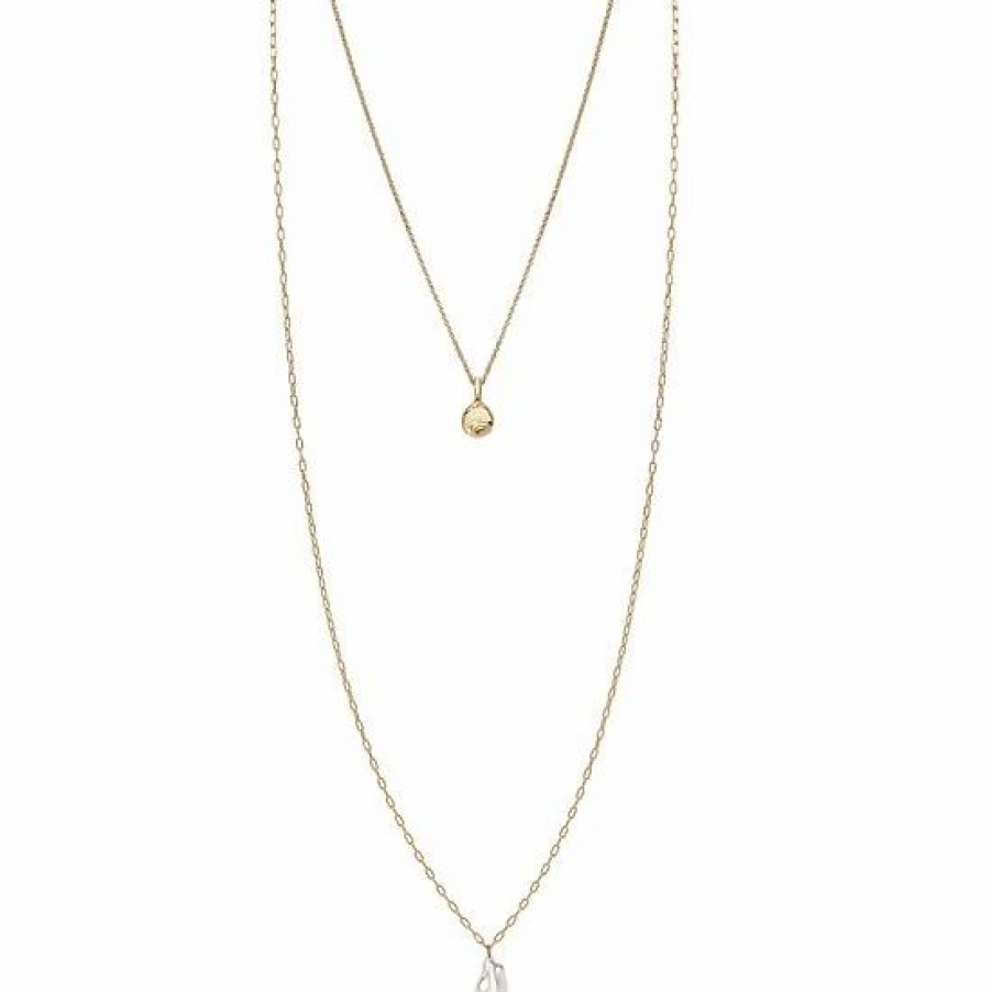 Womens * | Sonoma Goods For Life 2 Row Hammered Disc & Pearl Pendant Necklace