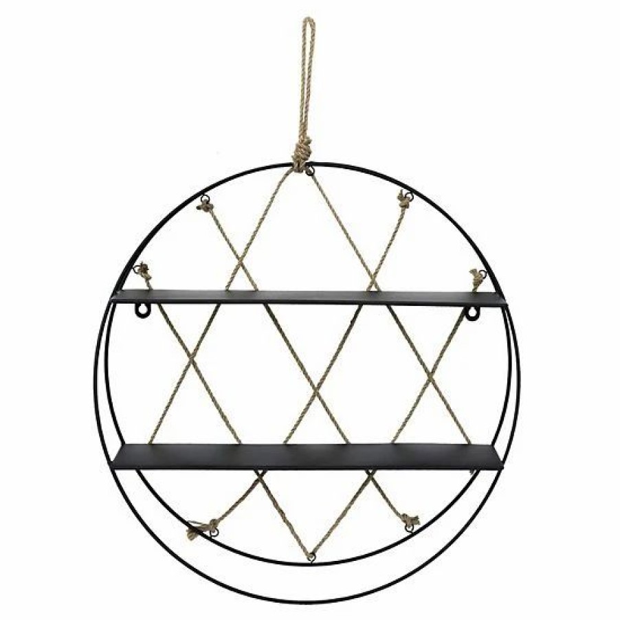 Home Decor * | Sonoma Goods For Life Black Metal Shelf With Rope Detail