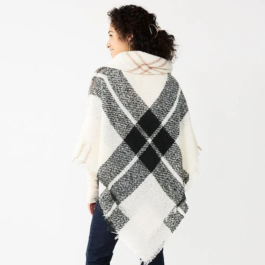 Mens * | Women'S Sonoma Goods For Life Woven Plaid Toggle Poncho