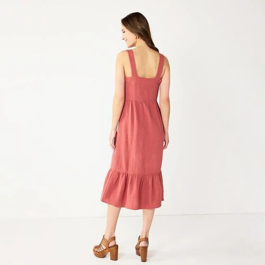 Mens * | Women'S Sonoma Goods For Life X Lauren Lane Button Front Flounce Dress