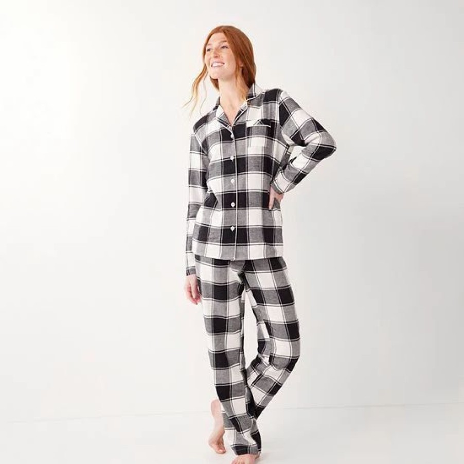 Mens * | Women'S Sonoma Goods For Life Flannel Pajama Shirt & Pajama Pants Set