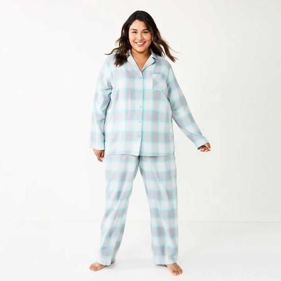 Mens * | Plus Size Sonoma Goods For Life Flannel Pajama Shirt & Pajama Pants Sleep Set