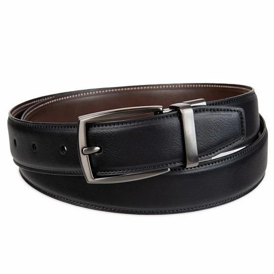 Mens * | Big & Tall Sonoma Goods For Life Comfort Stretch Reversible Black And Dark Brown Belt