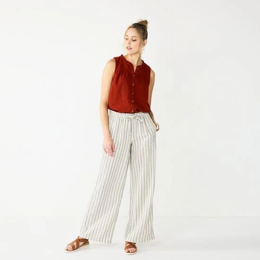 Mens * | Women'S Sonoma Goods For Life Wide-Leg Linen Blend Pants