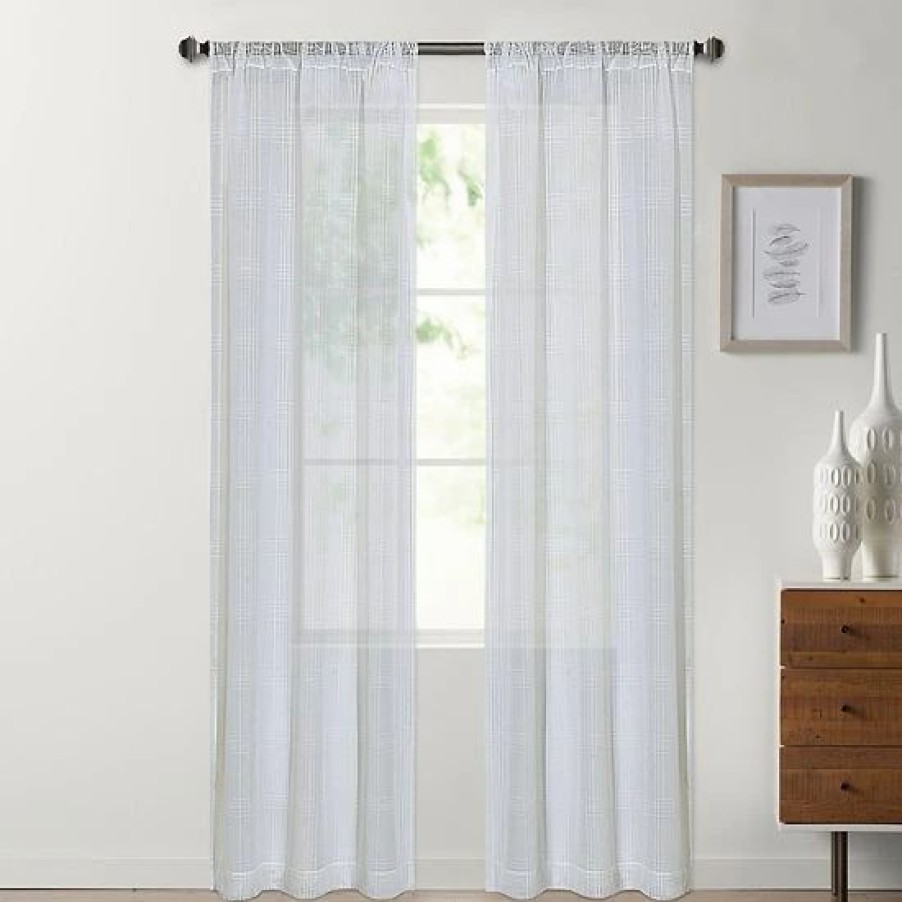 Home Decor * | Sonoma Goods For Life Window Pane Sheer 2-Pack Window Curtain Set