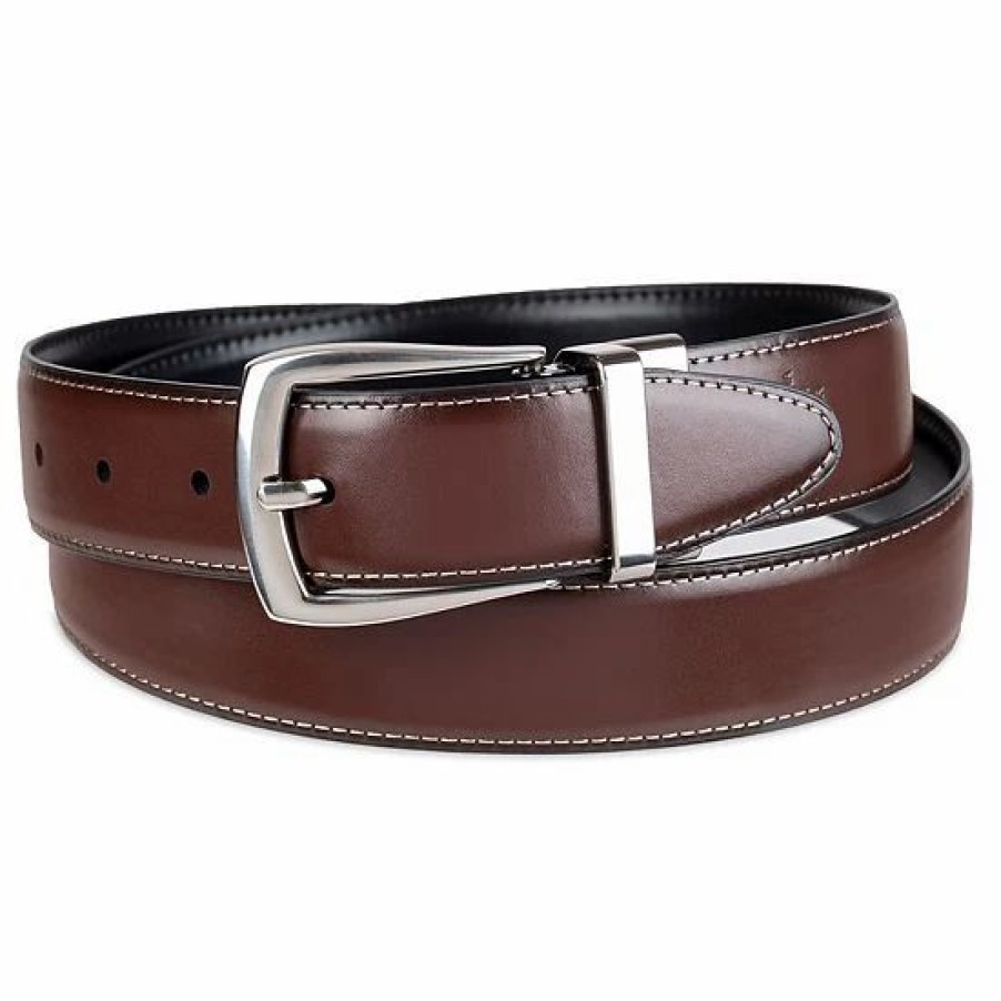 Mens * | Big & Tall Sonoma Goods For Life Classic Black-To-Tan Reversible Dress Belt