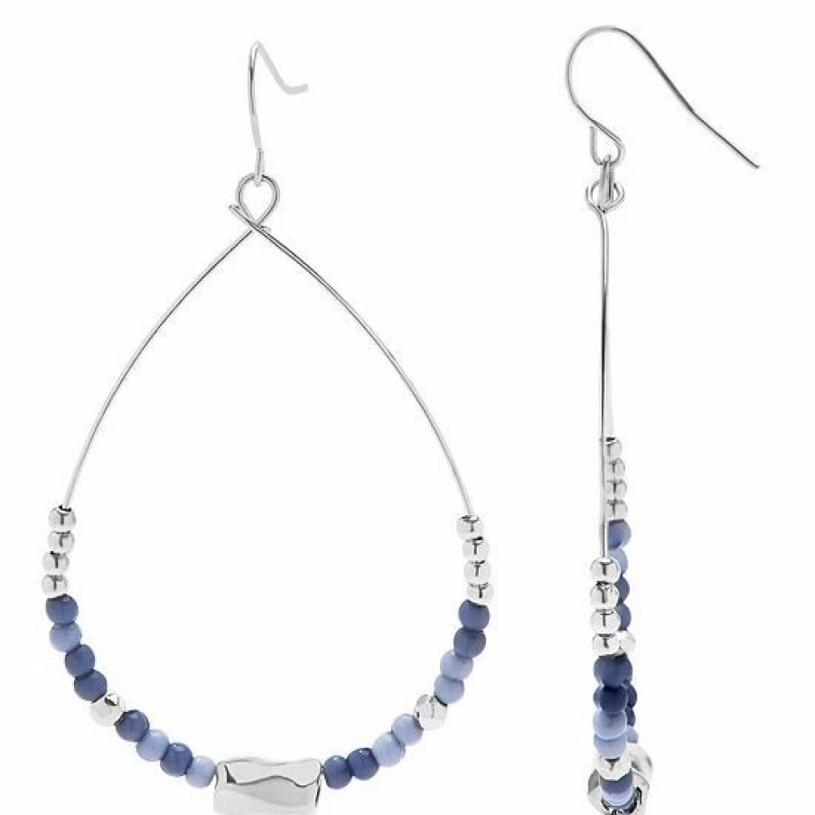 Womens * | Sonoma Goods For Life Blue Beads & Casted Accent Teardrop Earrings