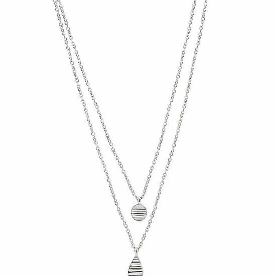 Womens * | Sonoma Goods For Life 2 Row Rhod Textured Coin & Teardrop Pendants Necklace