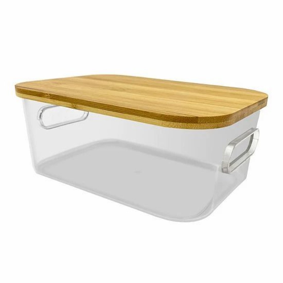 Storage & Cleaning * | Sonoma Goods For Life Plastic Bin With Bamboo Lid