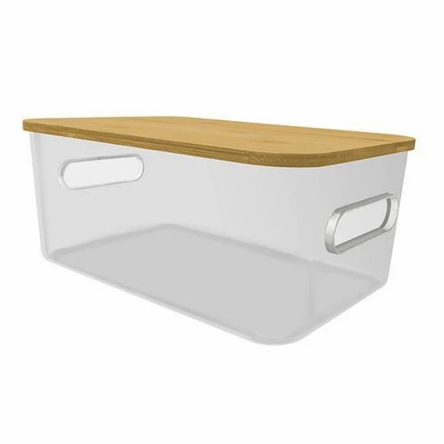 Storage & Cleaning * | Sonoma Goods For Life Plastic Bin With Bamboo Lid