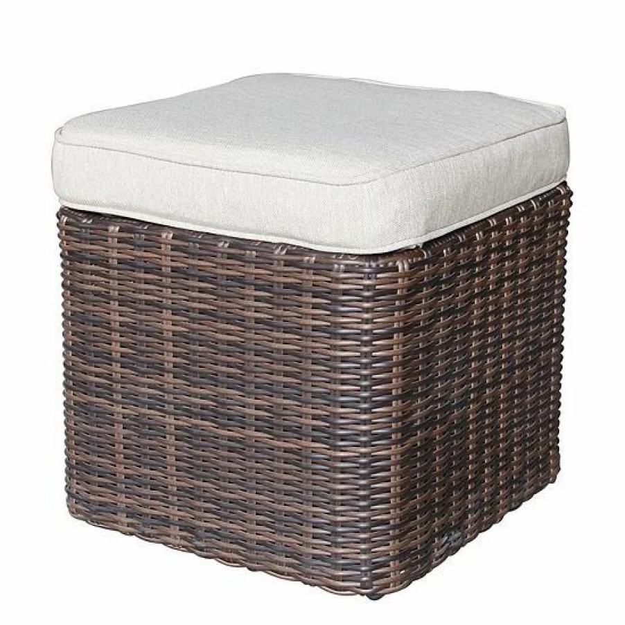 Furniture * | Sonoma Goods For Life Cortena Wicker Patio Ottoman