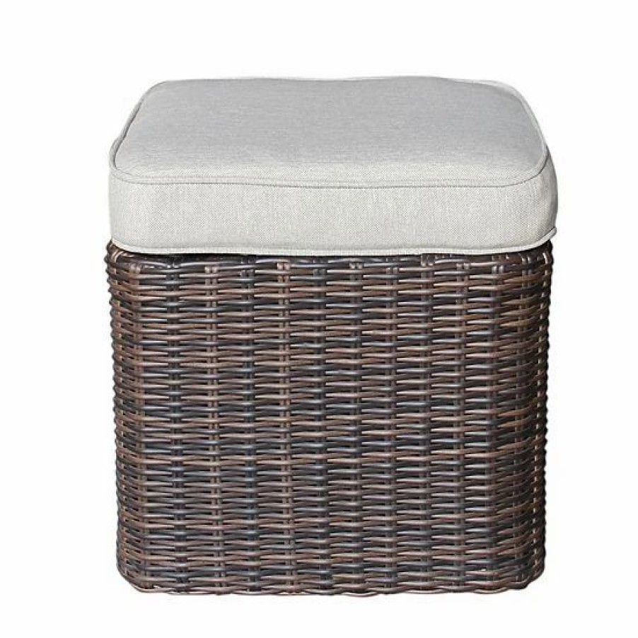 Furniture * | Sonoma Goods For Life Cortena Wicker Patio Ottoman