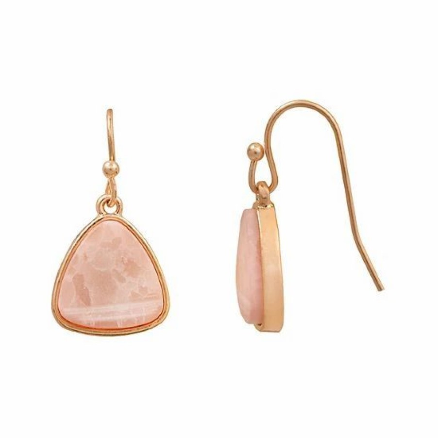 Womens * | Sonoma Goods For Life Gold Tone Rose Quartz Triangle Earrings