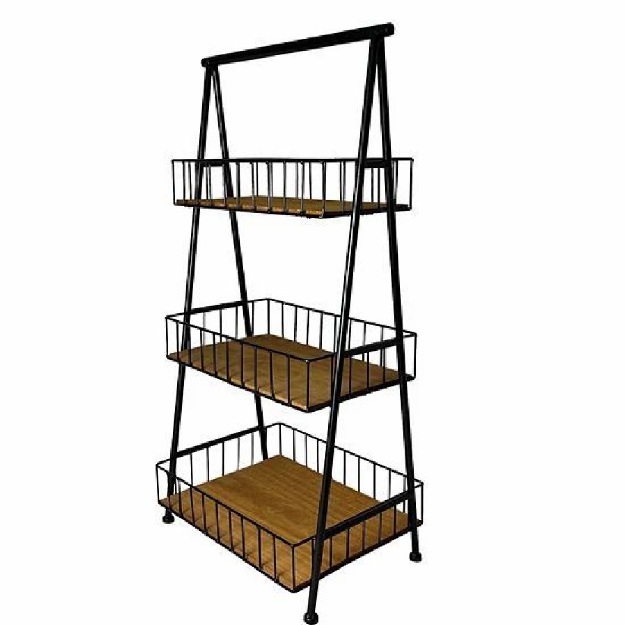 Furniture * | Sonoma Goods For Life 3-Tier Wood & Metal Basket Shelf