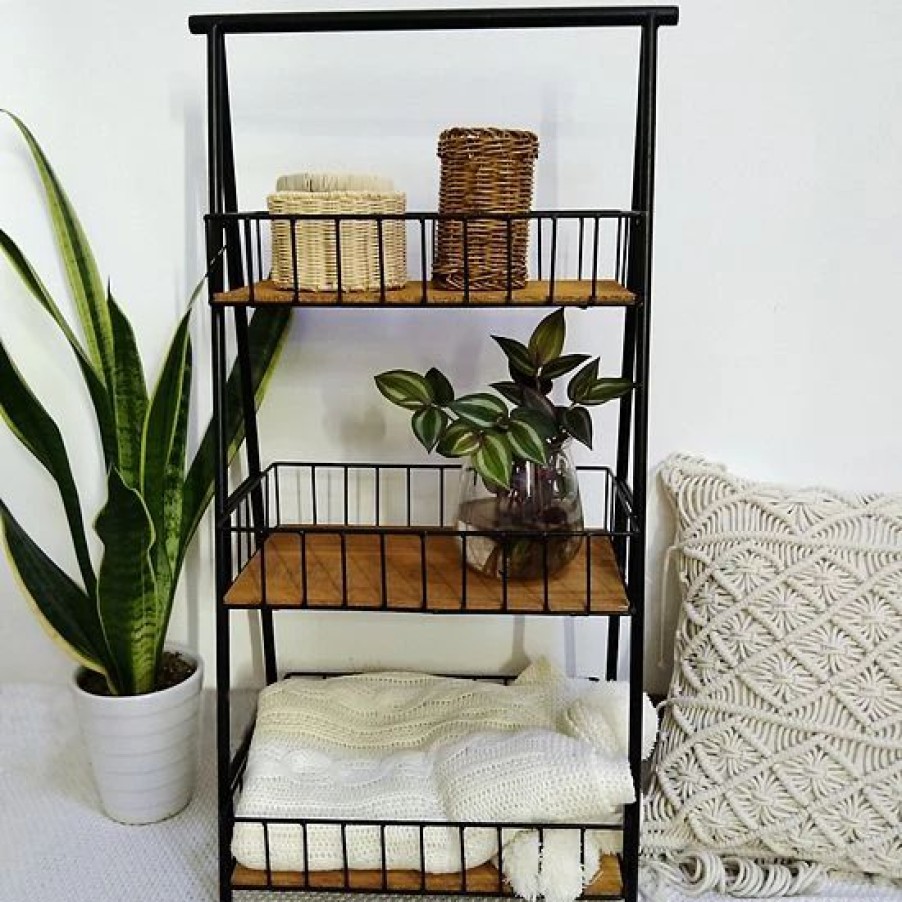 Furniture * | Sonoma Goods For Life 3-Tier Wood & Metal Basket Shelf