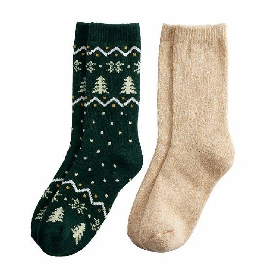 Mens * | Women'S Sonoma Goods For Life Wintry Band Supercozy Crew Socks