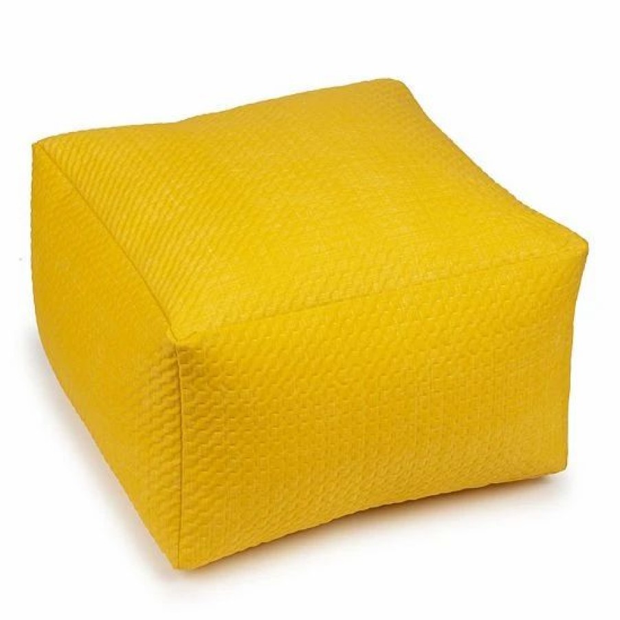 Home Decor * | Sonoma Goods For Life Dash Pinsonic Quilted Indoor Outdoor Square Pouf Yellow