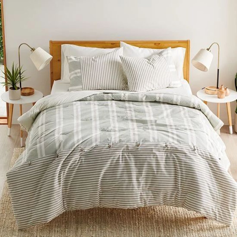 Bed & Bath * | Sonoma Goods For Life Hastings Sage And Gray Stripe Comforter Set With Shams