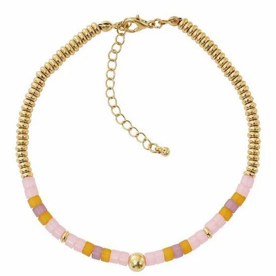 Womens * | Sonoma Goods For Life Worn Gold Tone Pastel Beaded Anklet