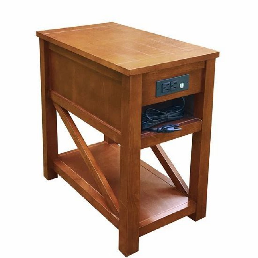 Furniture * | Sonoma Goods For Life Cameron Charging Station End Table Hazelnut