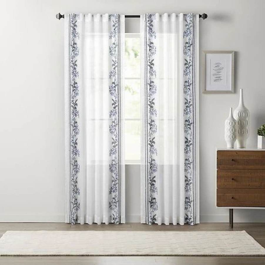 Home Decor * | Sonoma Goods For Life Floral Embroidery Sheer Window Curtain