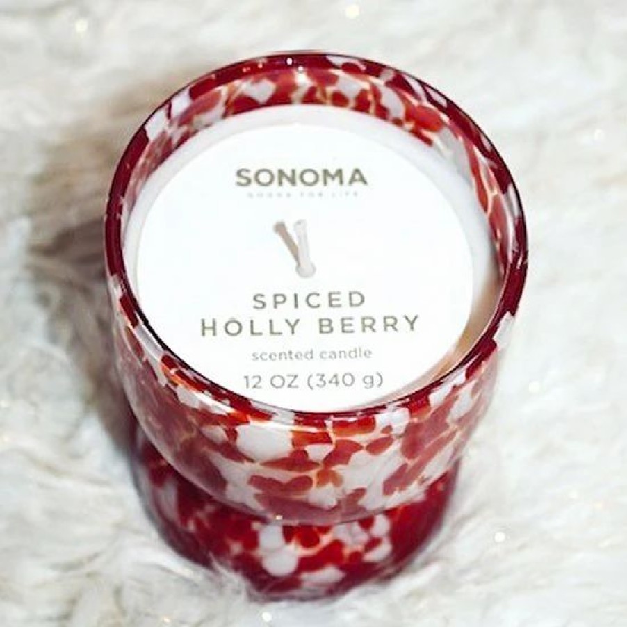 Home Decor * | Sonoma Goods For Life 12-Oz. Spiced Holly Berry Speckled Pedestal Candle Table Decor