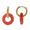 Womens * | Sonoma Goods For Life Gold Tone Round Orange Resin Link Huggie Drop Earrings