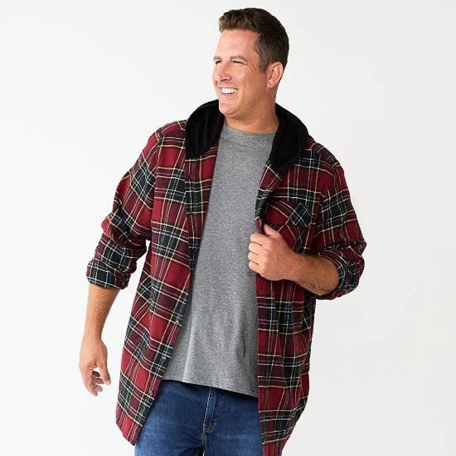 Mens * | Big & Tall Sonoma Goods For Life Hooded Flannel Shirt