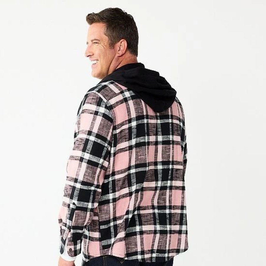 Mens * | Big & Tall Sonoma Goods For Life Hooded Flannel Shirt