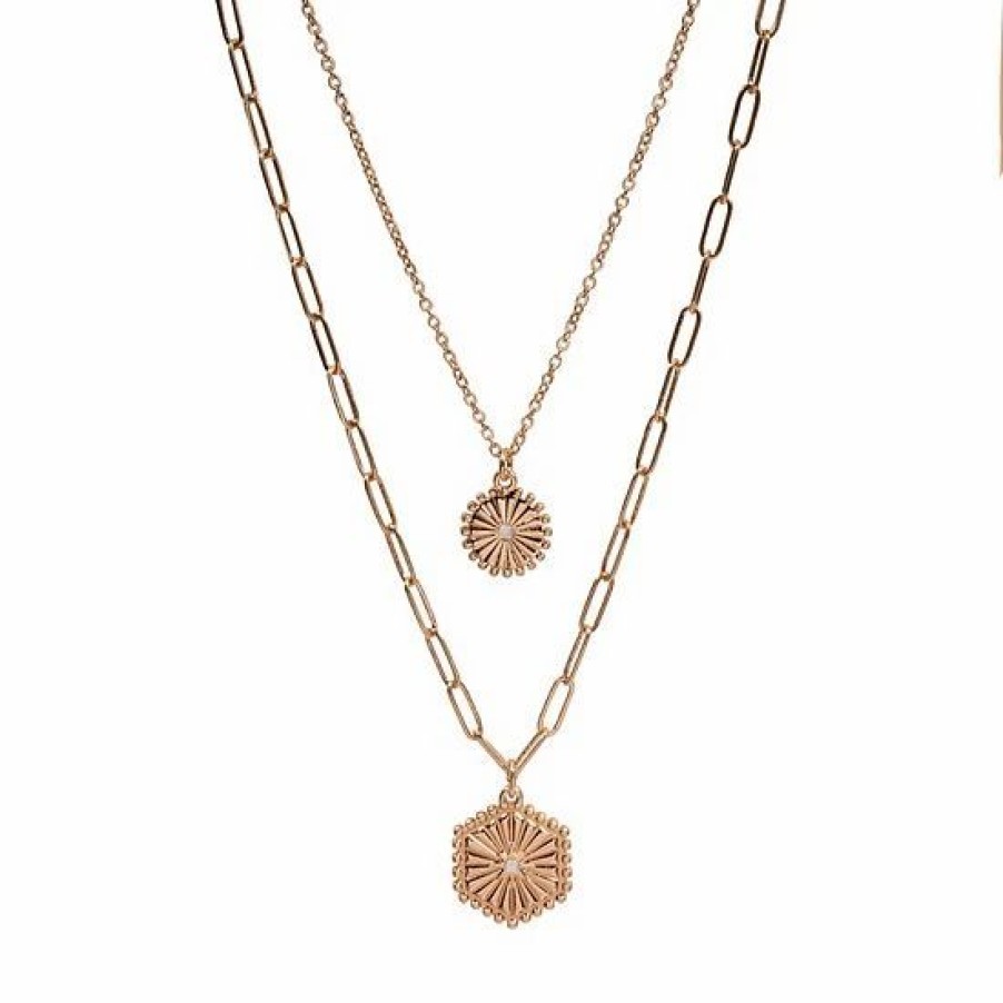 Womens * | Sonoma Goods For Life 2 Row Double Pendant Nickel Free Chain Necklace