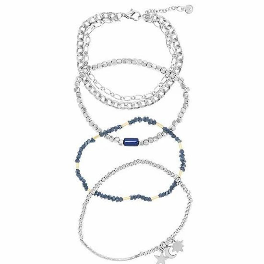 Womens * | Sonoma Goods For Life 4 Pack Blue Celestial Mixed Bracelet Set