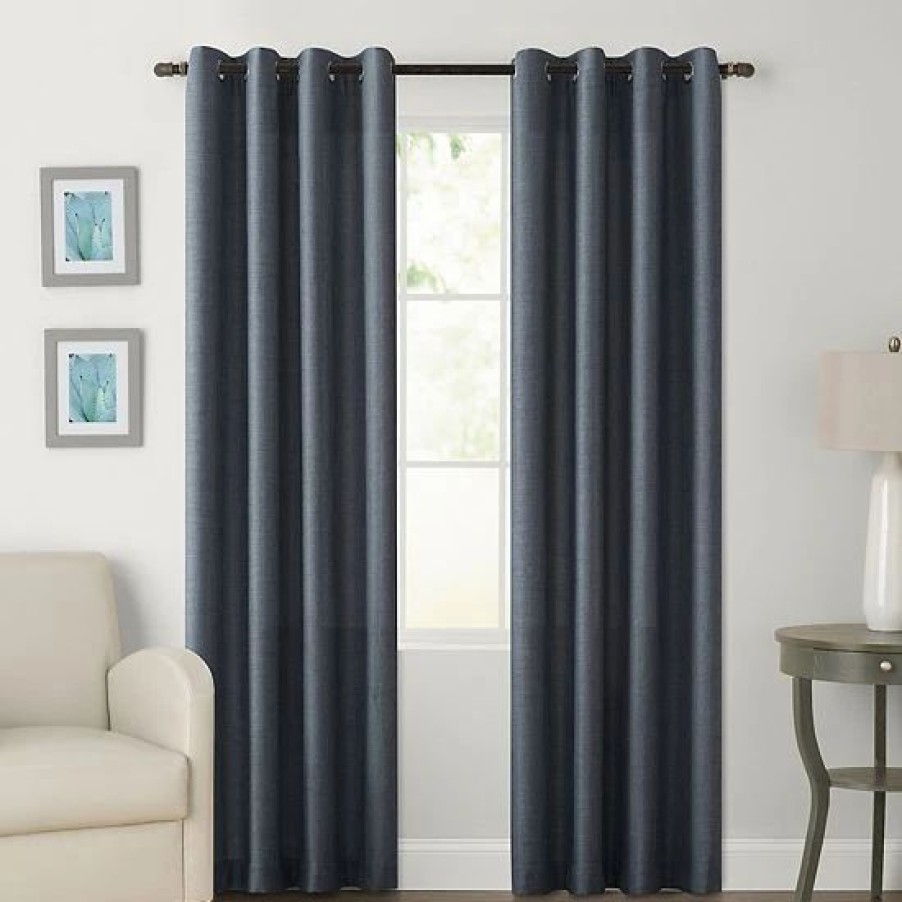 Home Decor * | Sonoma Goods For Life Recycled Polyester Tonal Grid Grommet Window Curtain