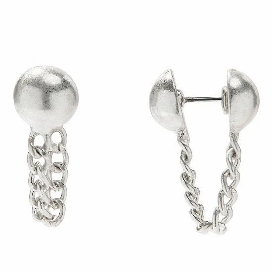 Womens * | Sonoma Goods For Life Button Post With Chain Earrings