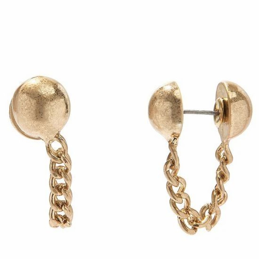 Womens * | Sonoma Goods For Life Button Post With Chain Earrings