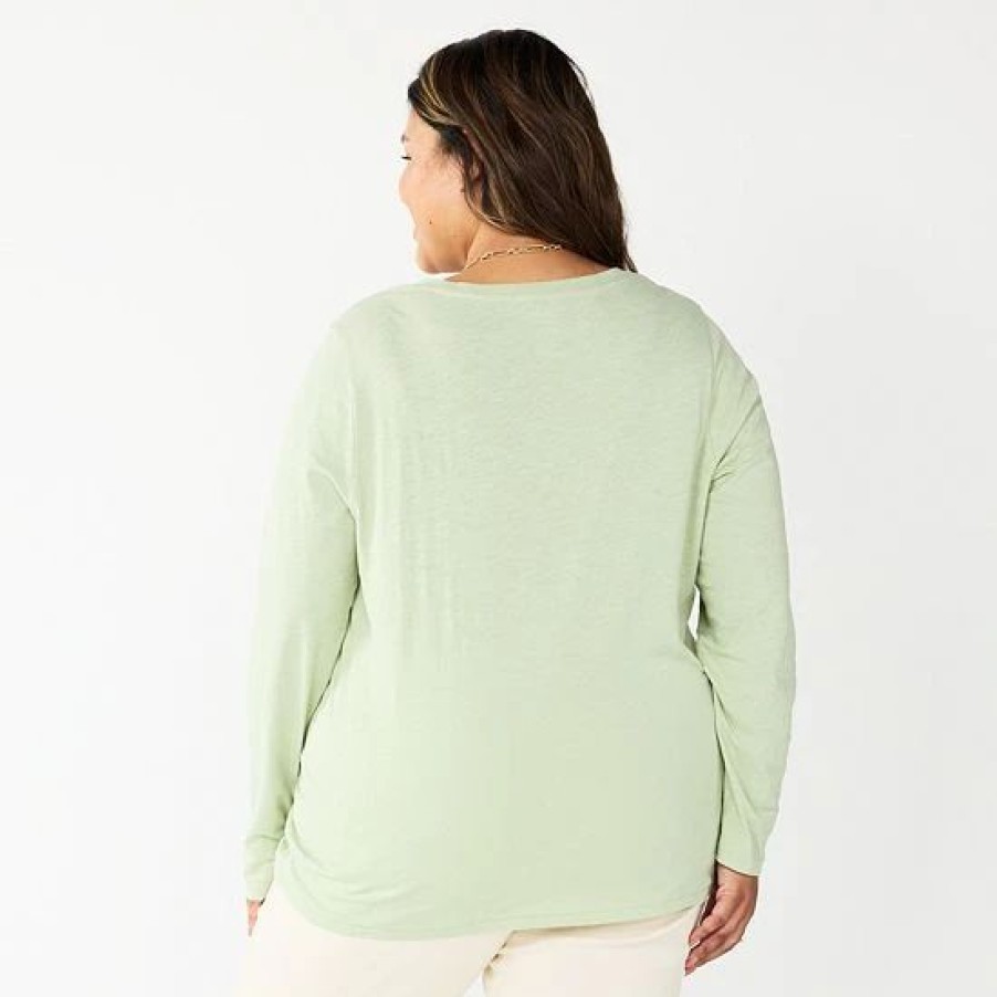 Mens * | Plus Size Sonoma Goods For Life Favorite Long Sleeve V-Neck Tee