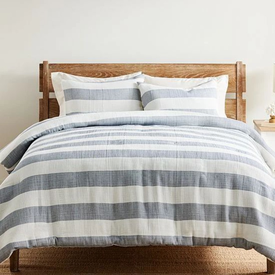 Bed & Bath * | Sonoma Goods For Life Stillwater Gauze Stripe Duvet Cover Set With Shams