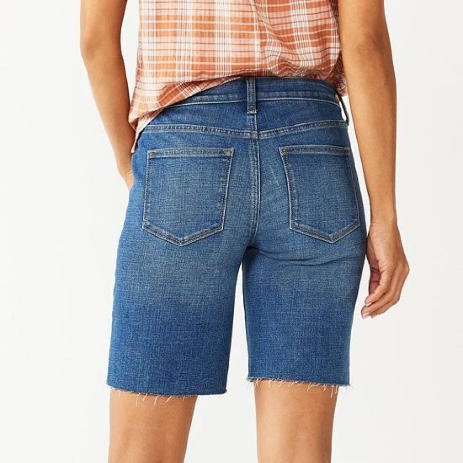 Mens * | Women'S Sonoma Goods For Life High-Waist 9 Bermuda Jean Shorts