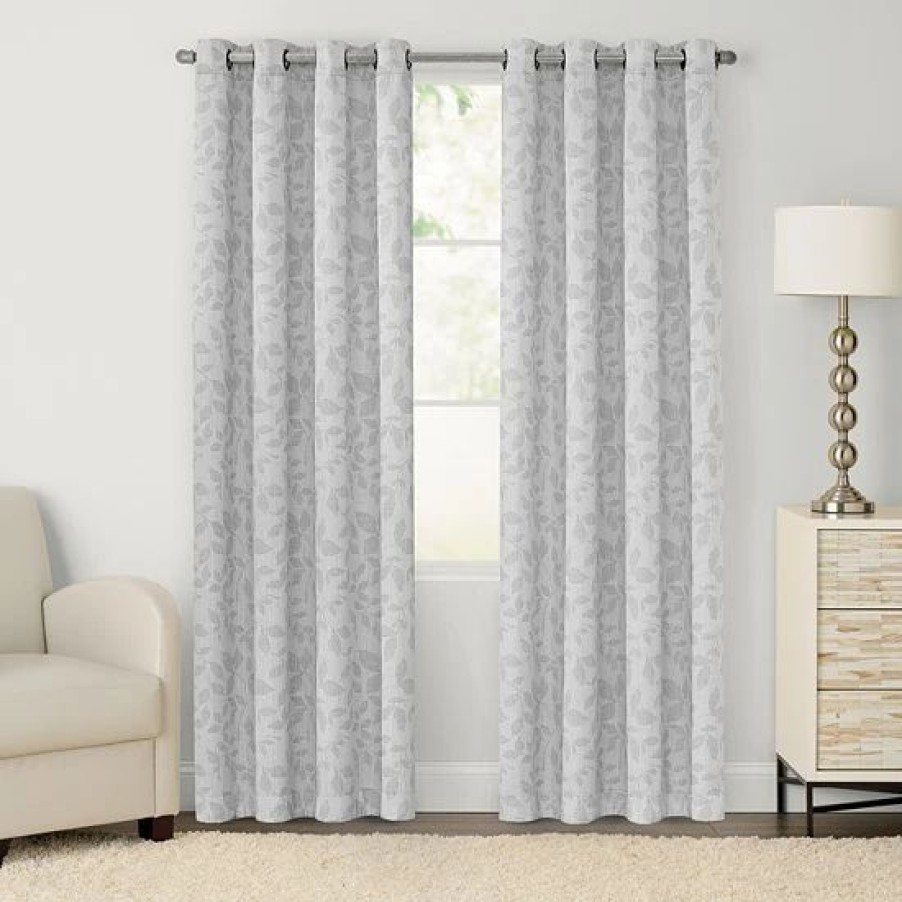 Home Decor * | Sonoma Goods For Life 2-Pack Jacquard Woven Leaf Blackout Curtain