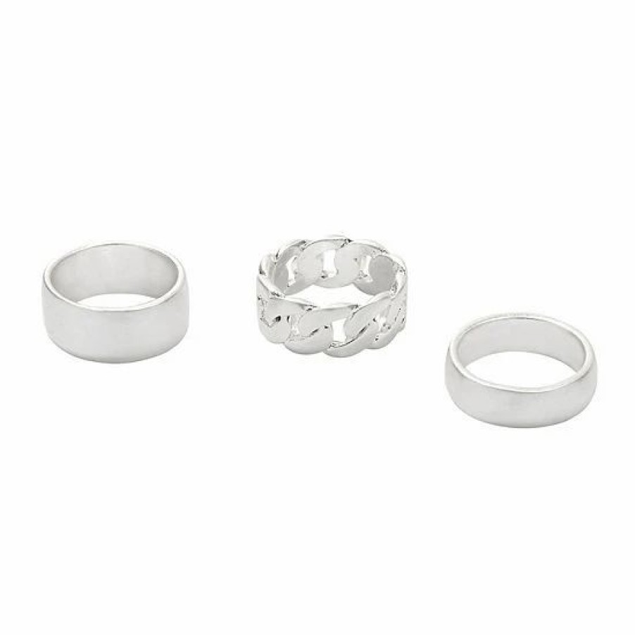 Womens * | Sonoma Goods For Life Chubby Chain Ring Set 3 Pack