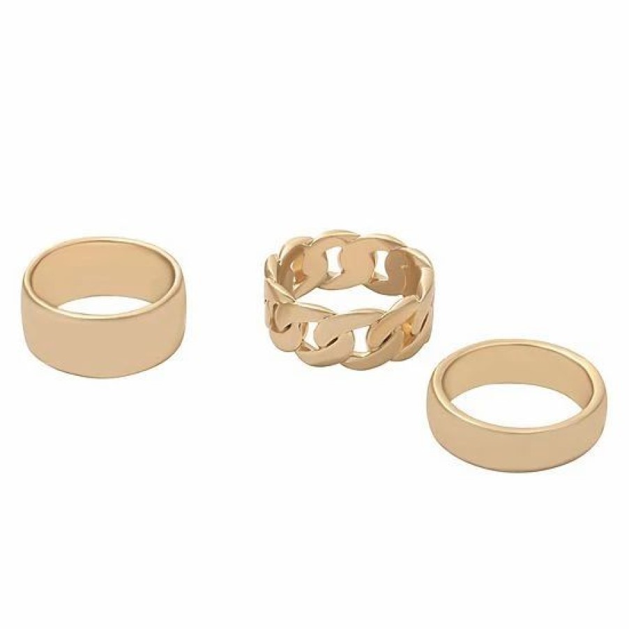 Womens * | Sonoma Goods For Life Chubby Chain Ring Set 3 Pack