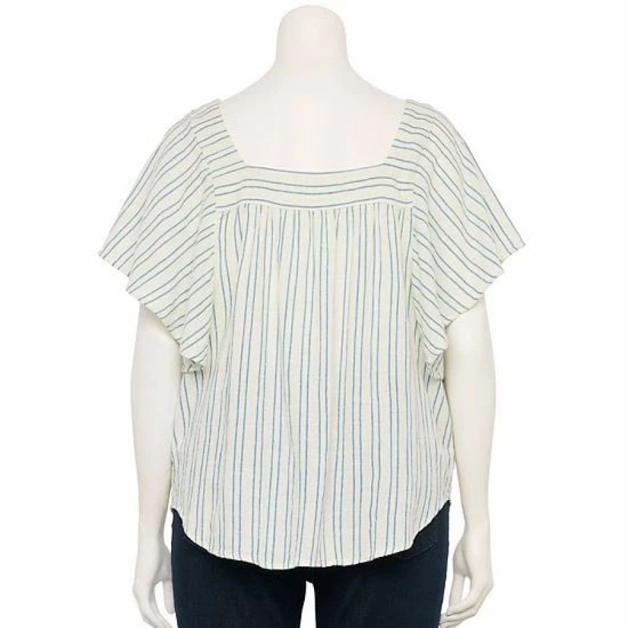 Mens * | Plus Size Sonoma Goods For Life Flutter Shoulder Top