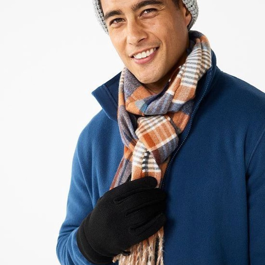 Mens * | Men'S Sonoma Goods For Life Blue & Orange Plaid Woven Scarf