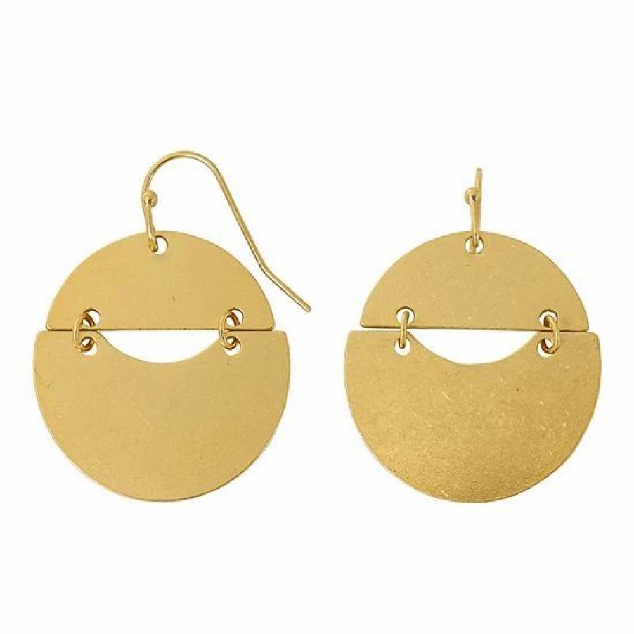 Womens * | Sonoma Goods For Life Worn Gold Tone Geometric Round Nickel Free Drop Earrings