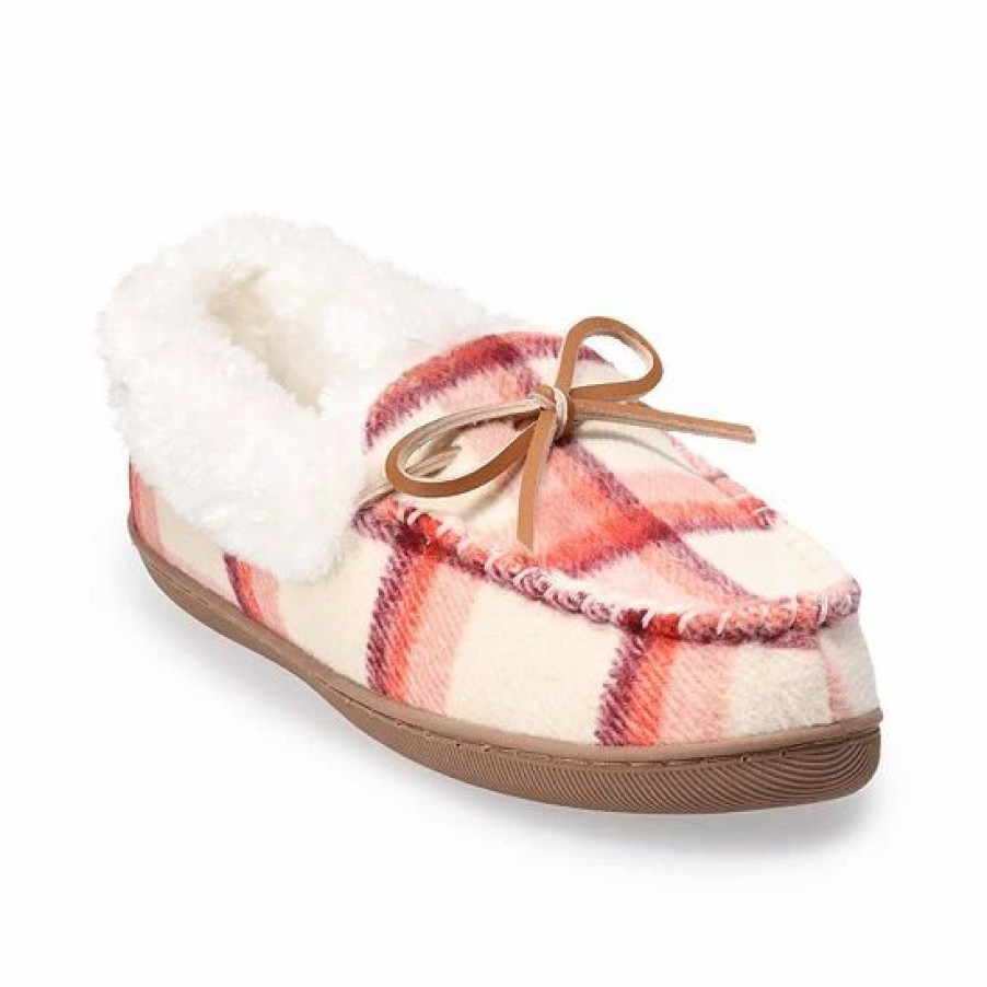 Womens * | Women'S Sonoma Goods For Life Ivory Plaid Moccasins