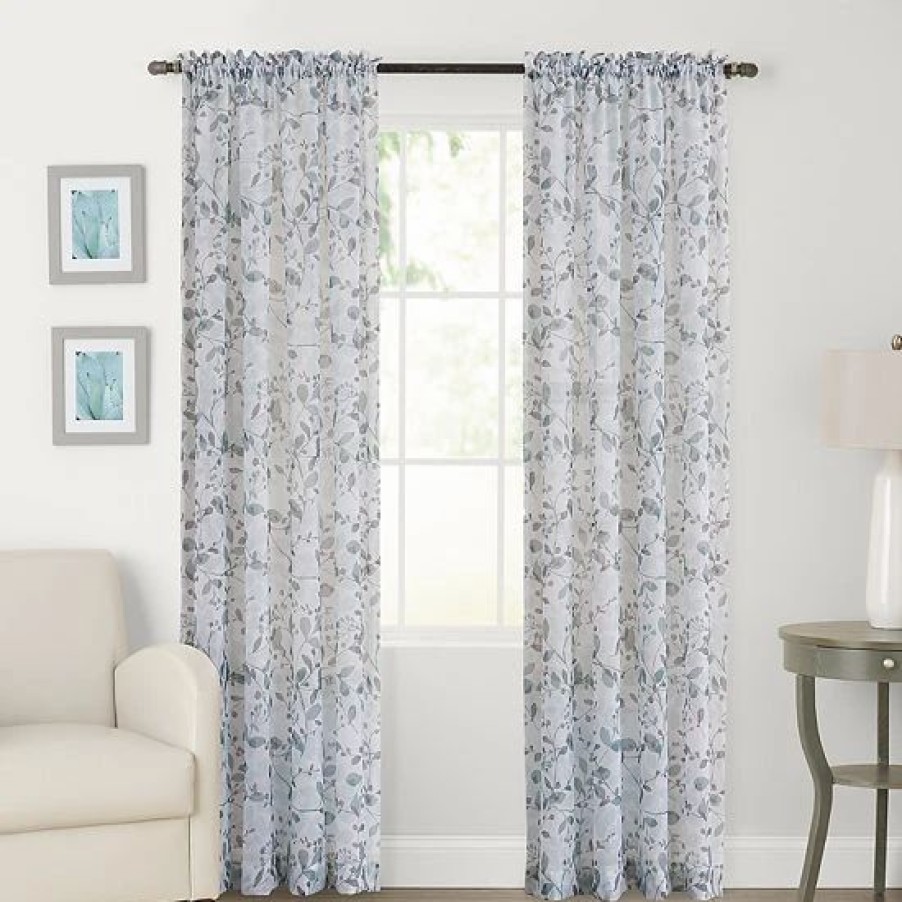 Home Decor * | Sonoma Goods For Life 2-Pack Sheer Crushed Voile Gardener Floral Print Window Curtain