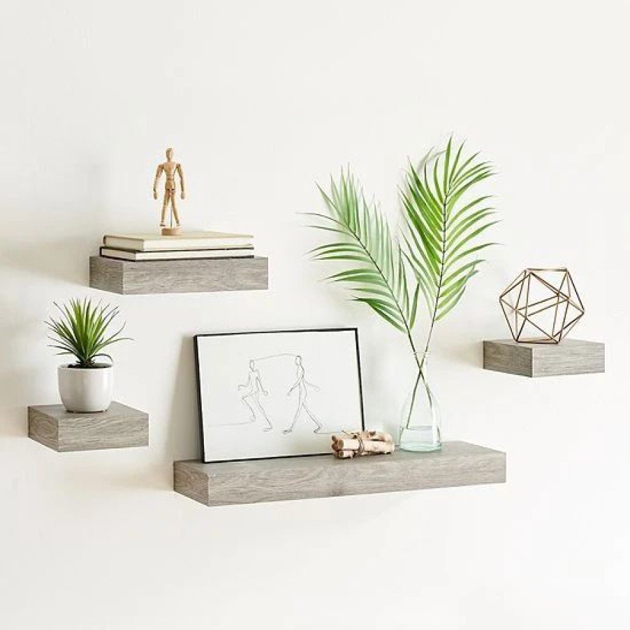 Home Decor * | Sonoma Goods For Life Gray Wash Ledge Wall Shelf 4-Piece Set