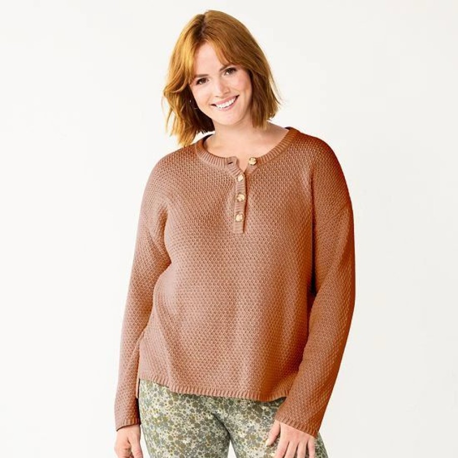 Mens * | Women'S Sonoma Goods For Life Cozy Henley Sweater