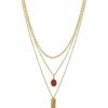 Womens * | Sonoma Goods For Life Gold Tone 3-Row Matte Enamel & Metal Multi-Strand Pendant Necklace