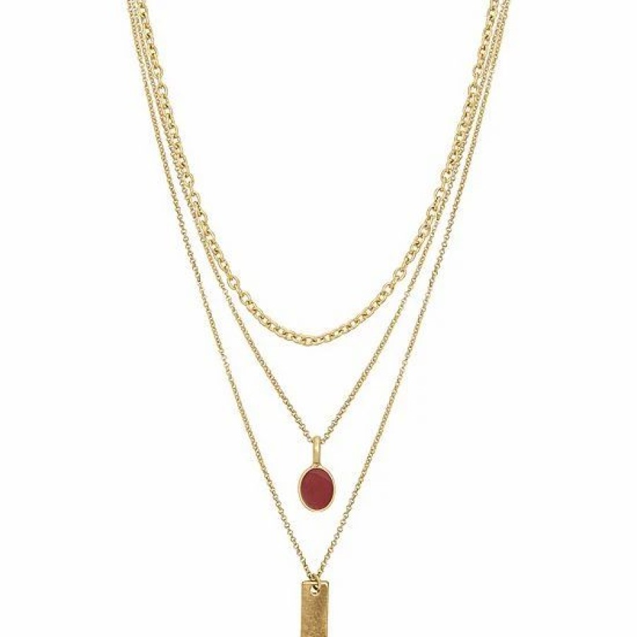 Womens * | Sonoma Goods For Life Gold Tone 3-Row Matte Enamel & Metal Multi-Strand Pendant Necklace